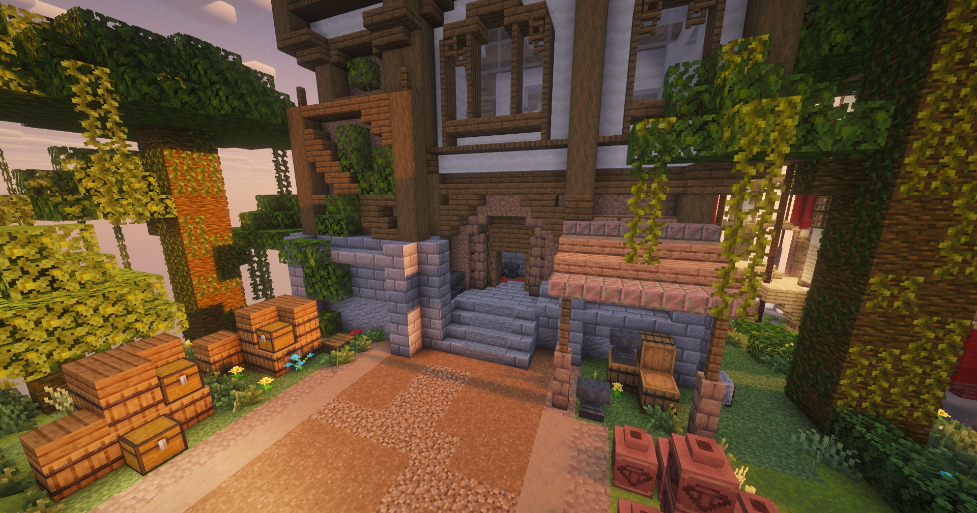 ApexSMP Spawn mit Pflanzen und Ballons