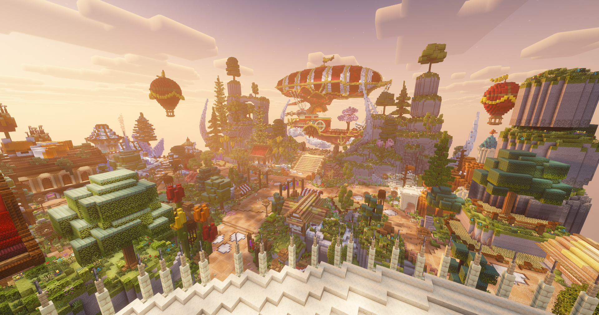 ApexSMP Spawn mit Brücken und Dekorationen