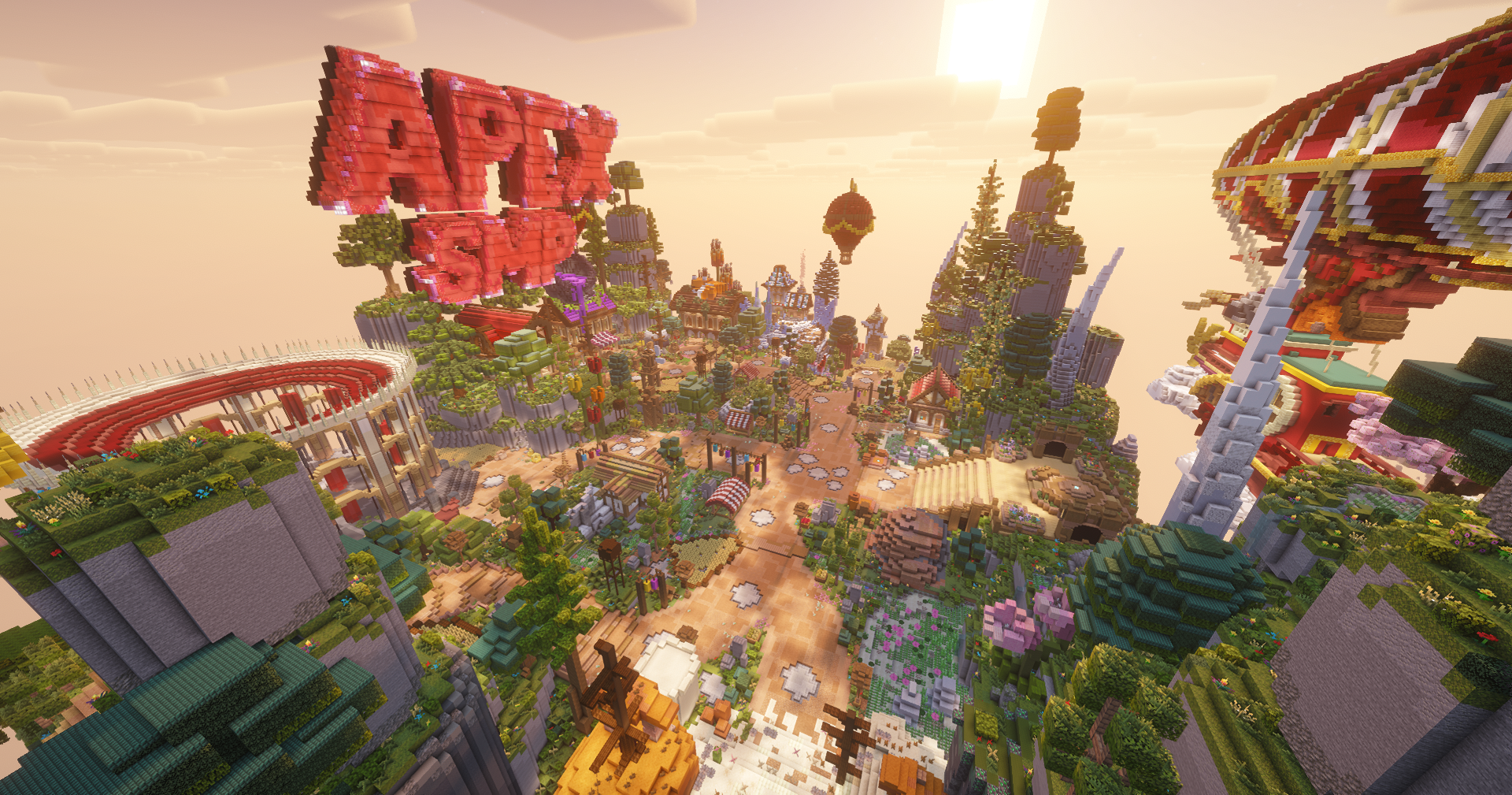 ApexSMP Landschaft mit Spawn Gebäuden