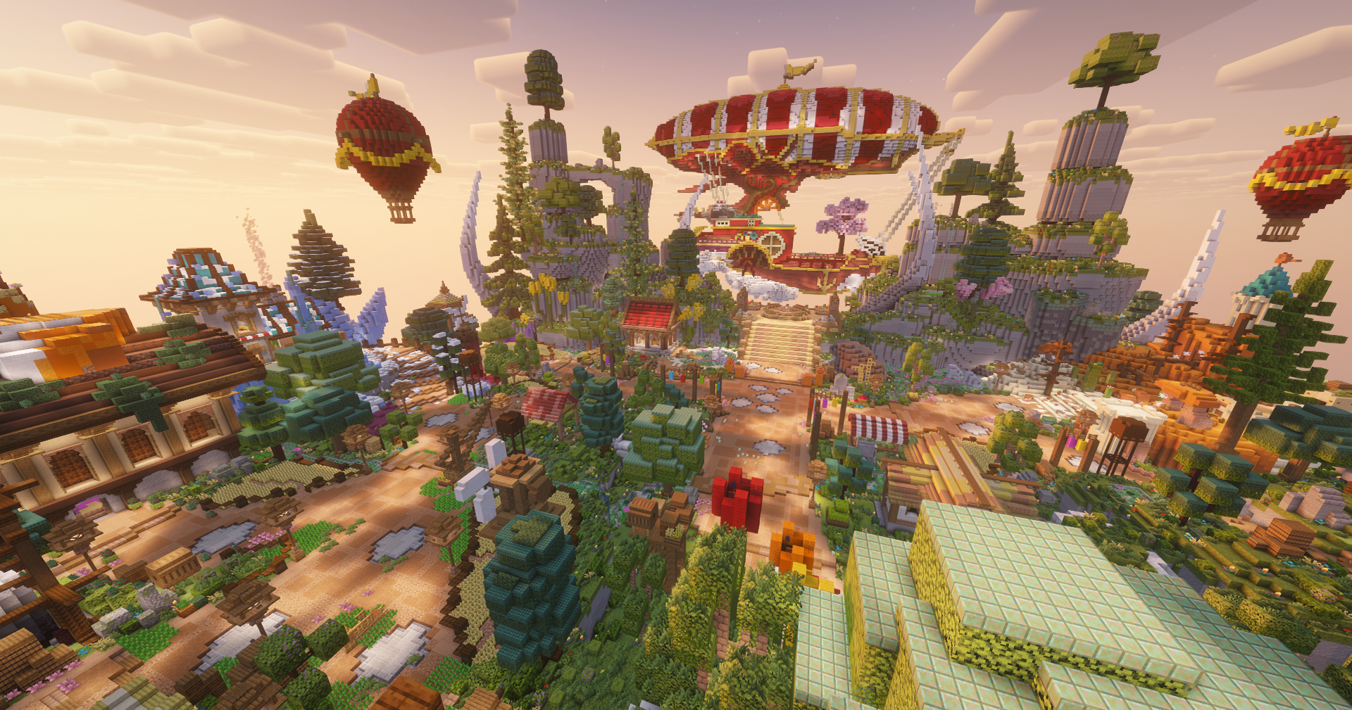 ApexSMP Spawn mit Luftschiff und schwebenden Inseln